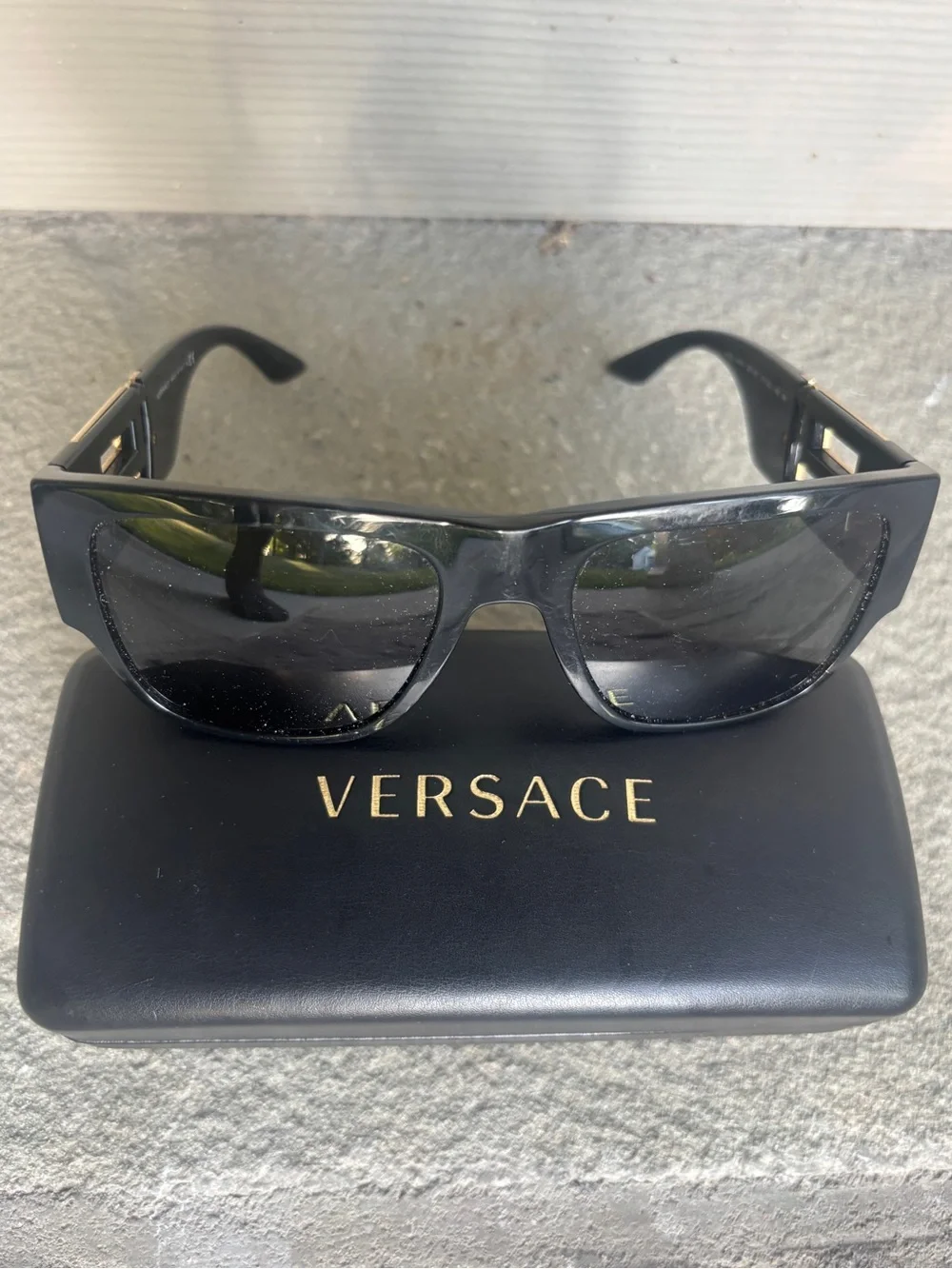 Versace Acetate/Recycled Nylon Black Gold Sunglasses